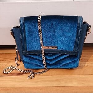 Dune London Womens Teal Blue Crossbody Evening Bag Purse Felt